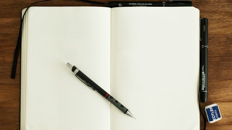 Open notebook and pen for planning
